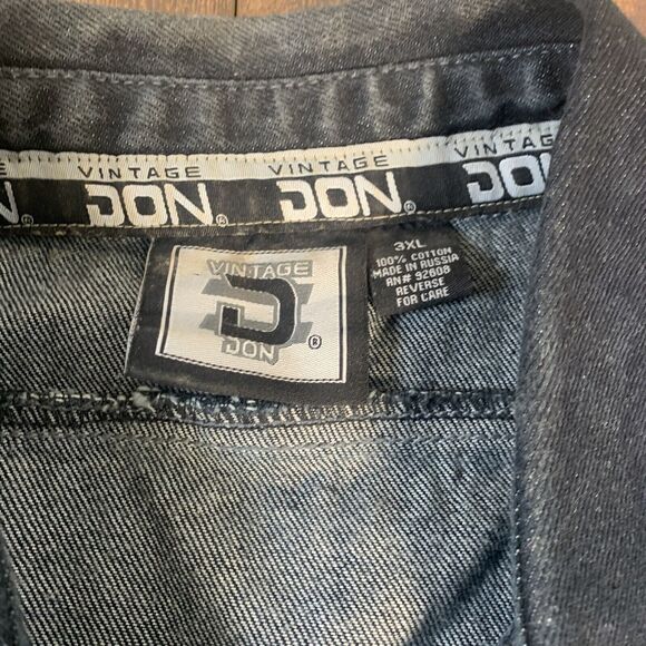 VINTAGE DON (3XL) Blsck w/ White Stripes ~ Embroidered DON Logo Black‎ Gray Jean - Picture 3 of 6